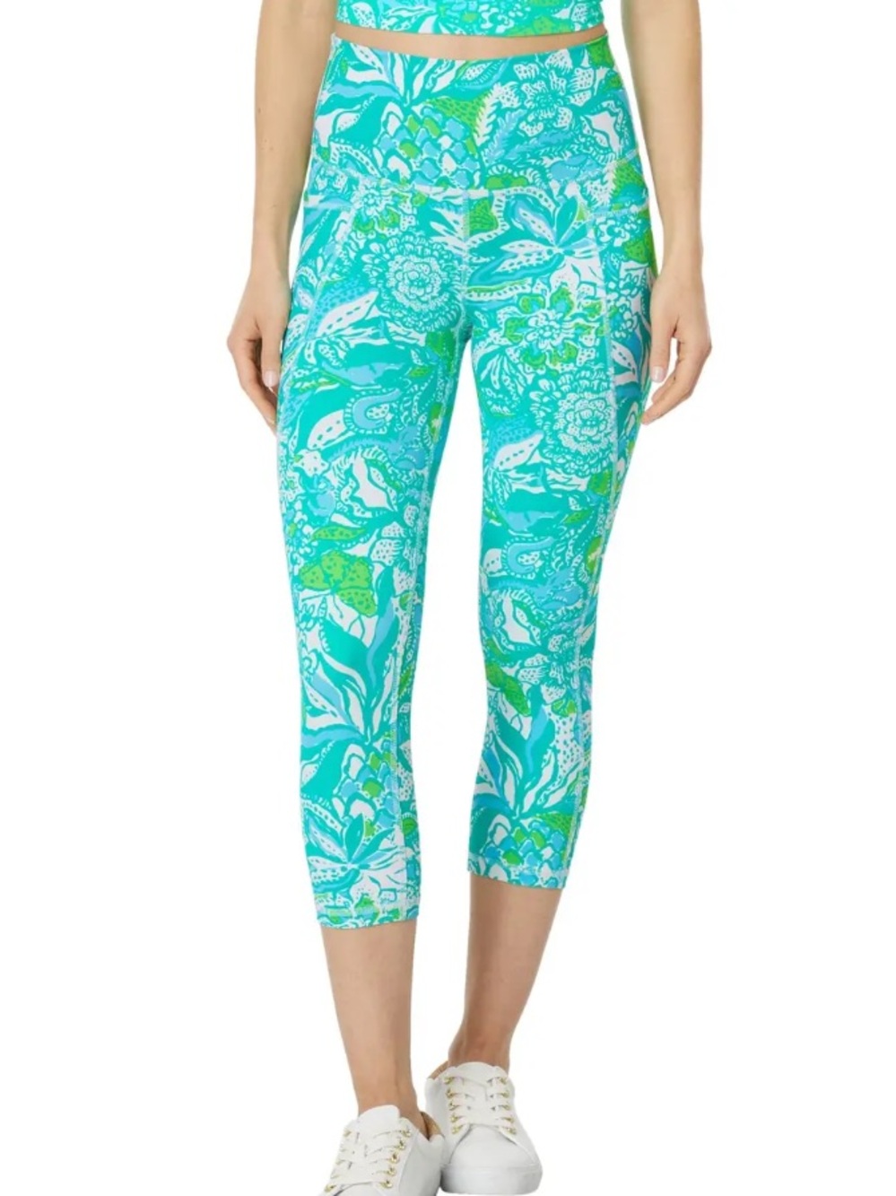 Lilly Pulitzer South Beach High Rise Crop Legging Green Safari Sangria 011992 XL